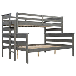 English Elm Wood Twin Xl Over Queen Bunk Bed In Gray - Stylish Space-Saving Solution For Kids & Guests! GX000446AAE-1-GIGA