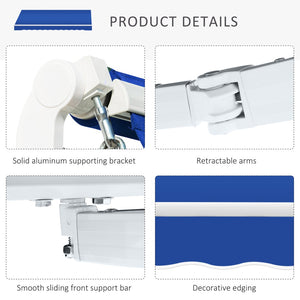 English Elm Outsunny 8' X 7' Manual Retractable Patio Awning - Stylish Blue Sun Shade For Decks & Windows W2225P174186-GIGA