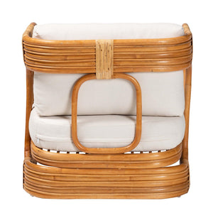 English Elm Bohemian Natural Rattan Accent Chair Woven Honey Frame with Removable Cushion B2750P467725