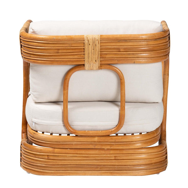 English Elm Bohemian Natural Rattan Accent Chair Woven Honey Frame with Removable Cushion B2750P467725