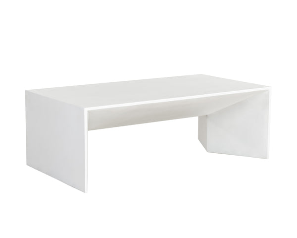 Sunpan Nomad Coffee Table - Elegant Concrete Design with Unique Textures for Indoor and Covered Outdoor Use White