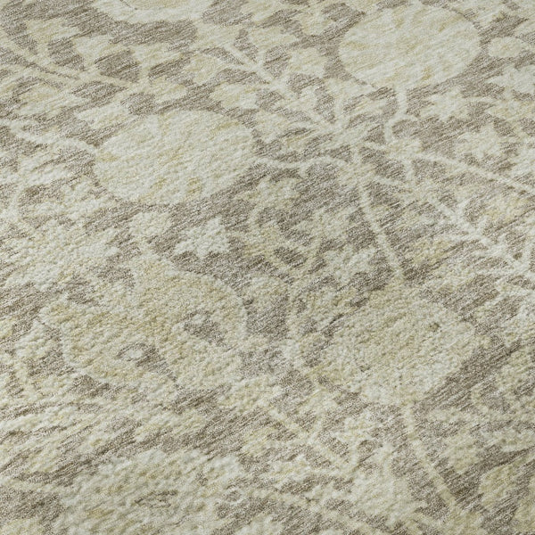 HomeRoots 8' Coffee and Beige Floral Round Rug - Washable, UV-Protected, Durable for High-Traffic Areas 684001