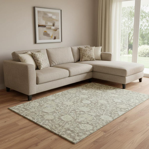 HomeRoots 8' X 10' Washable Coffee & Beige Floral Area Rug – Durable, Stain-Resistant & UV Protected Design! 684002