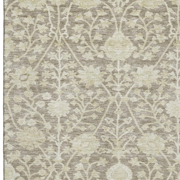 HomeRoots 8' X 10' Washable Coffee & Beige Floral Area Rug – Durable, Stain-Resistant & UV Protected Design! 684002