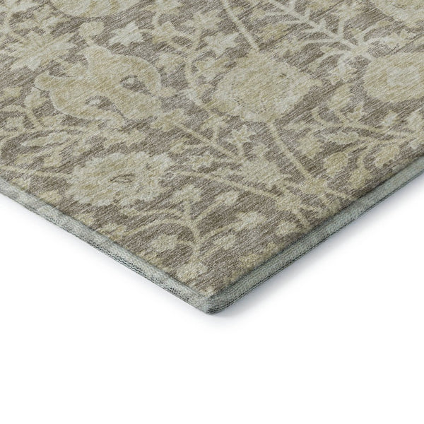 HomeRoots 9' X 12' Coffee and Beige Floral Area Rug - Soft, Stain-Resistant with UV Protection for Homes 684003