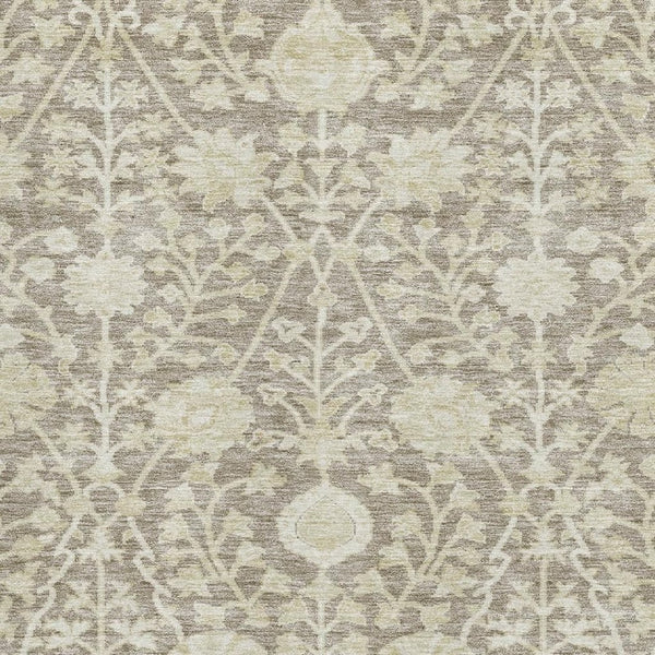 HomeRoots 9' X 12' Coffee and Beige Floral Area Rug - Soft, Stain-Resistant with UV Protection for Homes 684003