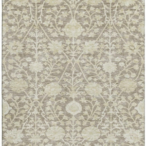 HomeRoots 9' X 12' Coffee and Beige Floral Area Rug - Soft, Stain-Resistant with UV Protection for Homes 684003