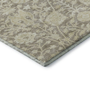 HomeRoots 10' X 14' Coffee and Beige Floral Area Rug – Washable, UV-Protected, Durable Design for Families! 684004