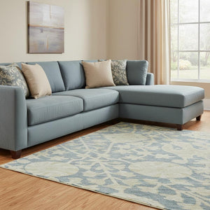 HomeRoots 8' X 10' Sky Blue & Ivory Floral Area Rug - Washable, Stain Resistant & UV Protected for Every Room! 684008