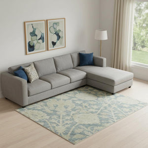 HomeRoots 9' X 12' Sky Blue Floral Area Rug – Stylish, Washable, UV-Protected Design for Busy Homes & Families 684009