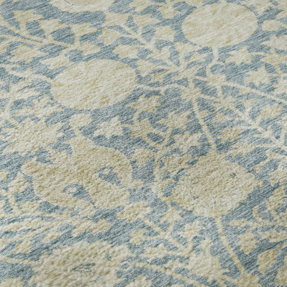 HomeRoots 9' X 12' Sky Blue Floral Area Rug – Stylish, Washable, UV-Protected Design for Busy Homes & Families 684009