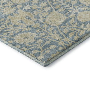 HomeRoots 10' Sky Blue and Ivory Floral Area Rug - Washable, UV Protected, Stain Resistant for Family Spaces 684010