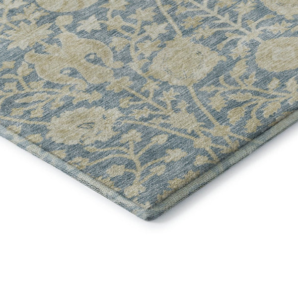 HomeRoots 10' Sky Blue and Ivory Floral Area Rug - Washable, UV Protected, Stain Resistant for Family Spaces 684010