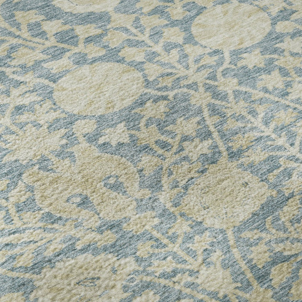 HomeRoots 10' Sky Blue and Ivory Floral Area Rug - Washable, UV Protected, Stain Resistant for Family Spaces 684010
