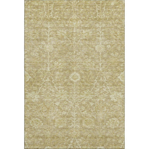 HomeRoots 5' X 8' Tan and Beige Floral Area Rug - Durable, Washable, UV-Protected, Perfect for Busy Homes! 684012