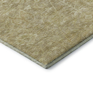 HomeRoots 5' X 8' Tan and Beige Floral Area Rug - Durable, Washable, UV-Protected, Perfect for Busy Homes! 684012