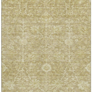 HomeRoots 5' X 8' Tan and Beige Floral Area Rug - Durable, Washable, UV-Protected, Perfect for Busy Homes! 684012