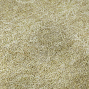 HomeRoots 8' Floral Washable Round Rug in Tan and Beige – Durable, UV Protected, Ideal for Family Homes 684013