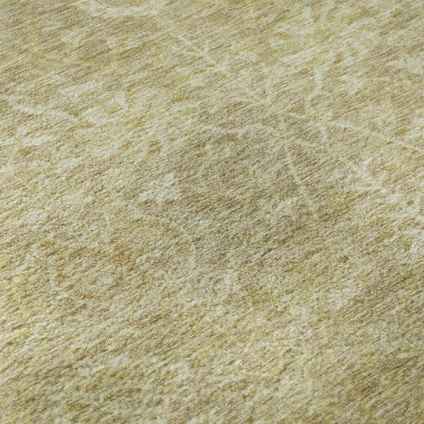 HomeRoots 8' Floral Washable Round Rug in Tan and Beige – Durable, UV Protected, Ideal for Family Homes 684013