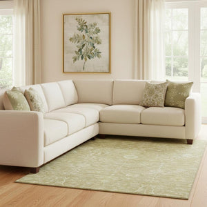 HomeRoots 8' X 10' Tan and Beige Floral Area Rug – Durable, Washable, UV Protected for Busy Homes & Style 684014