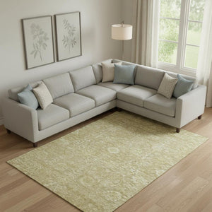 HomeRoots 9' X 12' Tan and Beige Floral Area Rug – Washable, Stain-Resistant, UV-Protected for Busy Homes! 684015