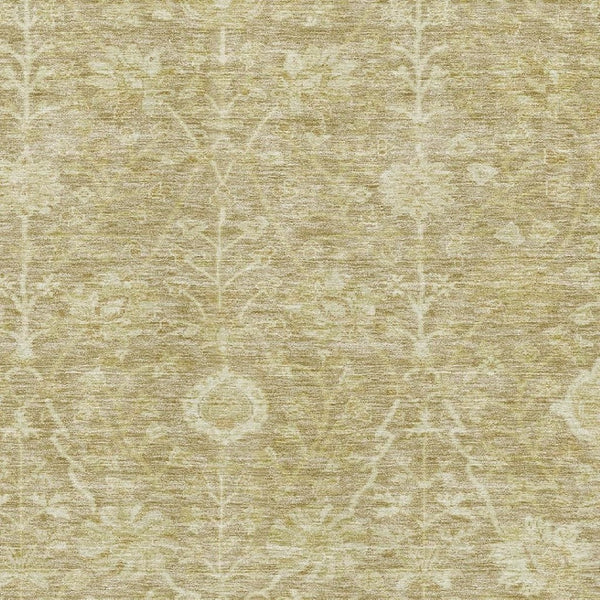 HomeRoots 9' X 12' Tan and Beige Floral Area Rug – Washable, Stain-Resistant, UV-Protected for Busy Homes! 684015