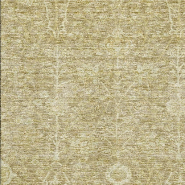 HomeRoots 10' Floral Washable Area Rug - Tan & Beige, UV Protected, Durable for Families with Kids & Pets 684016