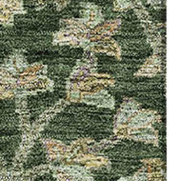 HomeRoots 9' X 12' Green And Beige Floral Washable Area Rug - UV-Resistant, Durable, Perfect for High-Traffic Spaces 684021
