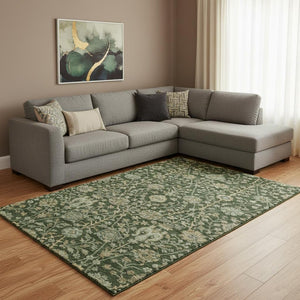HomeRoots 10' X 14' Floral Area Rug - Washable, Stain-Resistant & UV Protected for Family Homes & Active Spaces 684022