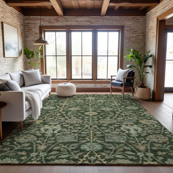 HomeRoots 10' X 14' Floral Area Rug - Washable, Stain-Resistant & UV Protected for Family Homes & Active Spaces 684022