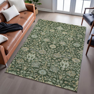 HomeRoots 10' X 14' Floral Area Rug - Washable, Stain-Resistant & UV Protected for Family Homes & Active Spaces 684022