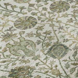 HomeRoots 8' Washable Round Rug with Elegant Fern Design - UV Protected, Stain Resistant for Busy Homes 684025