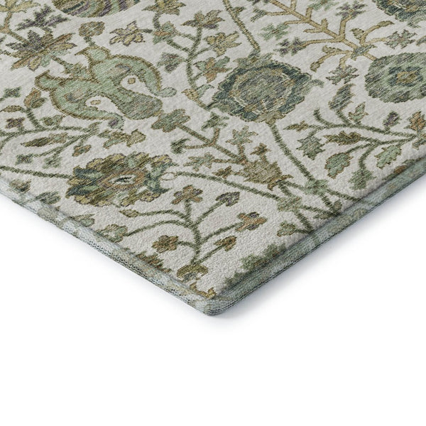 HomeRoots 8' X 10' Elegant Floral Area Rug in Ivory, Green & Beige - Washable, UV Protected & Stain Resistant 684026