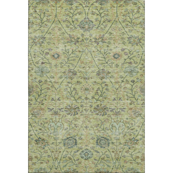 HomeRoots 5' X 8' Floral Area Rug in Mint Green, Beige & Teal – Washable, UV Protected, Pet-Friendly Design 684030