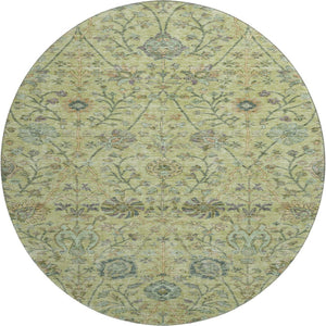 HomeRoots 8' Stylish Floral Washable Round Rug in Mint Green, Beige & Teal - Durable, UV Protected & Family-Friendly! 684031