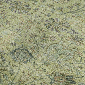HomeRoots 9' X 12' Floral Area Rug in Mint Green, Beige & Teal – Washable, UV-Protected & Stain-Resistant Design 684033