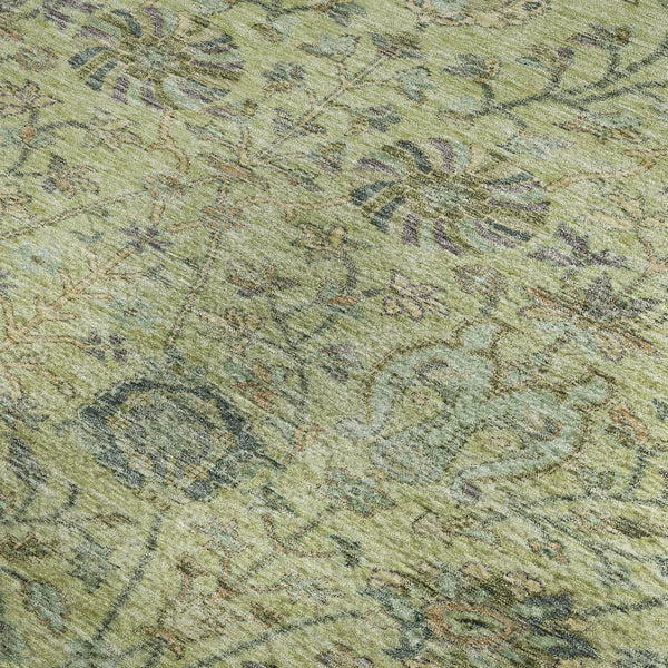 HomeRoots 9' X 12' Floral Area Rug in Mint Green, Beige & Teal – Washable, UV-Protected & Stain-Resistant Design 684033