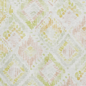 HomeRoots 5' X 8' Washable Geometric Area Rug in Pink, Lime Green & Ivory - UV Protected, Durable & Stylish! 684036