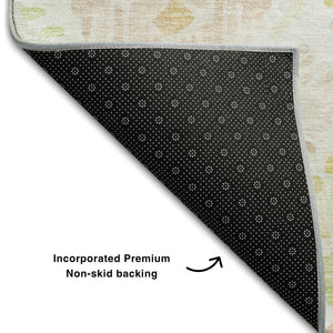 HomeRoots 9' Vibrant Pink, Lime Green & Ivory Geometric Washable Area Rug with UV Protection for Homes 684039