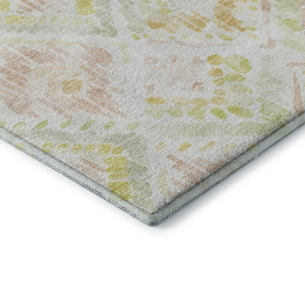 HomeRoots 9' Vibrant Pink, Lime Green & Ivory Geometric Washable Area Rug with UV Protection for Homes 684039