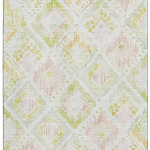 HomeRoots 9' Vibrant Pink, Lime Green & Ivory Geometric Washable Area Rug with UV Protection for Homes 684039
