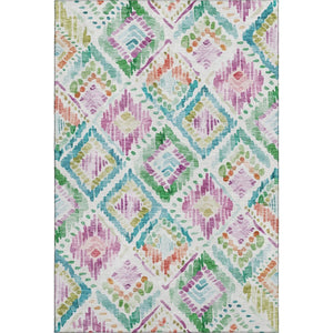 HomeRoots 10' X 14' Washable Geometric Area Rug in Teal, Ivory, Green & Purple - UV Protected & Stain Resistant 684046
