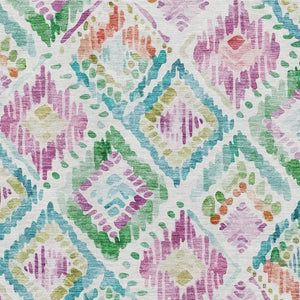 HomeRoots 10' X 14' Washable Geometric Area Rug in Teal, Ivory, Green & Purple - UV Protected & Stain Resistant 684046