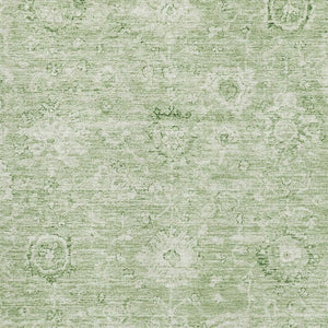 HomeRoots 5' X 8' Artichoke Green Damask Area Rug - Washable, UV Protected, Stylish & Durable for High-Traffic Areas 684048