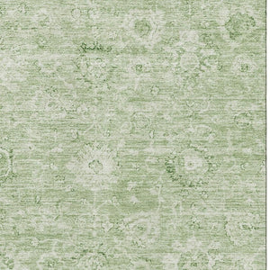 HomeRoots 8' X 10' Artichoke Green Damask Area Rug - Washable, UV Protected, Durable for Busy Homes & Style 684050