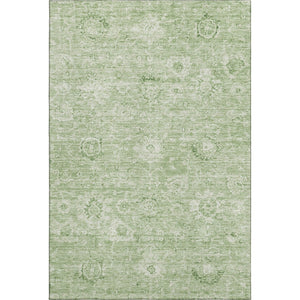 HomeRoots 9' x 12' Artichoke Green Damask Area Rug - Washable, UV Protected, Elegant & Durable for Homes 684051