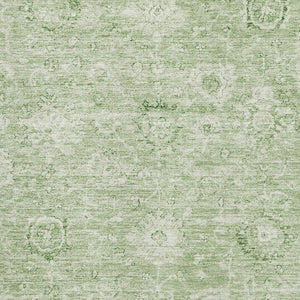 HomeRoots 9' x 12' Artichoke Green Damask Area Rug - Washable, UV Protected, Elegant & Durable for Homes 684051