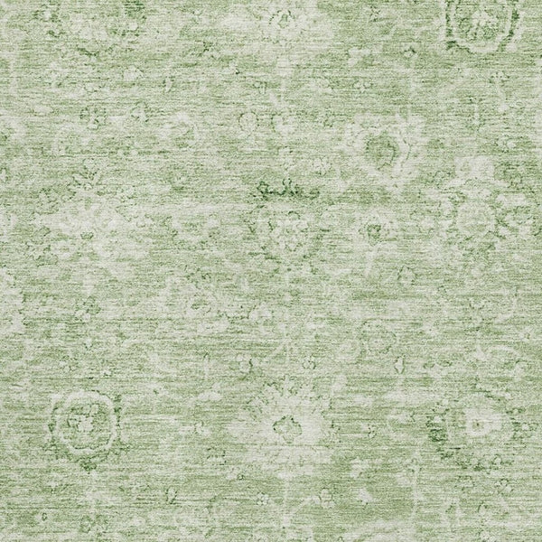 HomeRoots 9' x 12' Artichoke Green Damask Area Rug - Washable, UV Protected, Elegant & Durable for Homes 684051