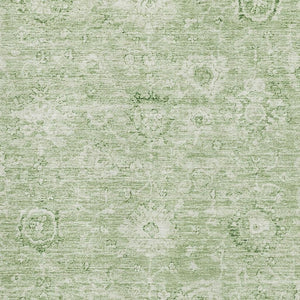 HomeRoots 10' X 14' Timeless Artichoke Green & Ivory Damask Area Rug - Stain Resistant, UV Protected, Durable Design 684052