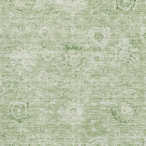 HomeRoots 10' X 14' Timeless Artichoke Green & Ivory Damask Area Rug - Stain Resistant, UV Protected, Durable Design 684052